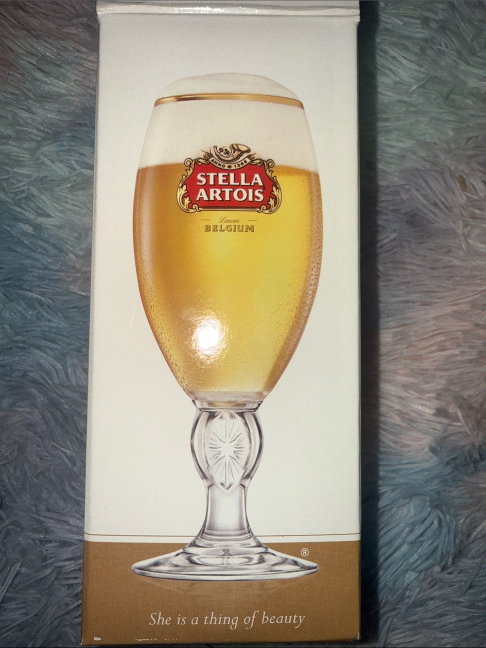 Stella Artois Belgium anniversary 600 years Gold-Rimmed Clear Branded Beer Glass
